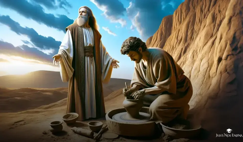 vaso de barro nas maos do oleiro