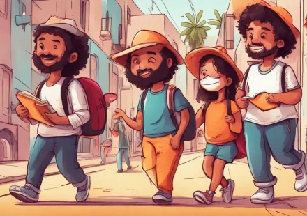 Amigos andando com a bíblia na mão