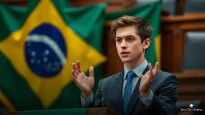 Nikolas Ferreira é cumprimentado por ex-líder de Dilma no Congresso