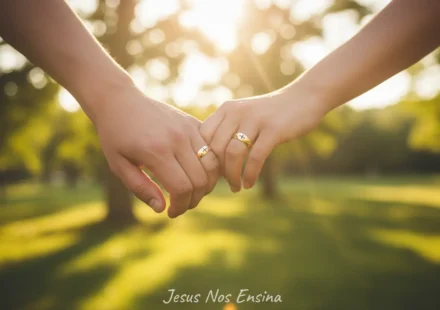 Aliança no Casamento Cristão: Mais que Contrato, Um Pacto Divino Aliança no casamento cristão: Mãos de casal com anéis, simbolizando o pacto sagrado.