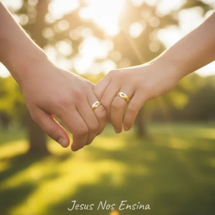 Aliança no Casamento Cristão: Mais que Contrato, Um Pacto Divino Aliança no casamento cristão: Mãos de casal com anéis, simbolizando o pacto sagrado.