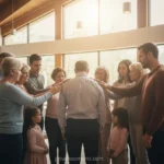 Liderança e Domínio Próprio: O Fundamento do Controle Espiritual Membros da igreja orando pelo pastor