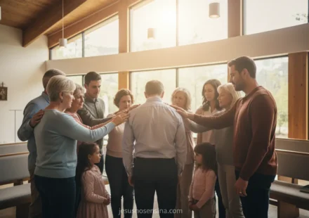 Como Apoiar a Liderança da Igreja: Um Chamado Bíblico à Unidade Membros da igreja orando pelo pastor