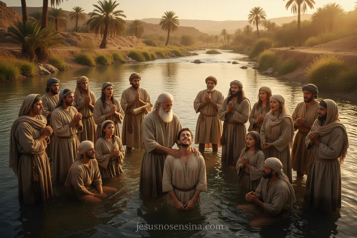 Batismo Cristão Primitivo Batismo no livro de Atos dos Apóstolos, cena histórica.