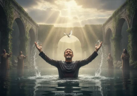 Batismo em Atos: O Poder que Capacita o Cristão para uma Vida Gloriosa Pessoa sendo batizada, simbolizando nova vida.