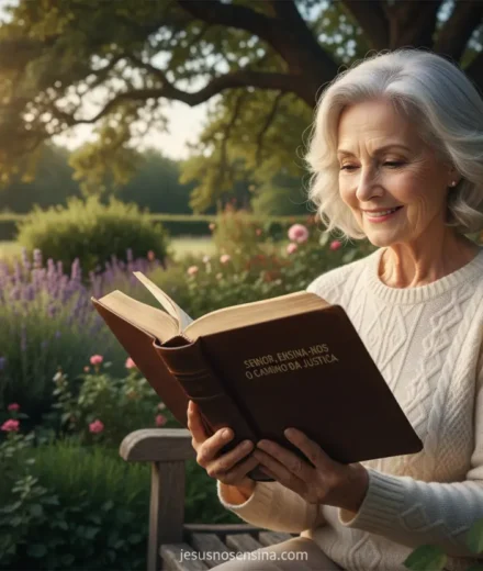 Atitudes Práticas de um Cristão Maduro: Viva a Fé Autêntica Hoje Um cristão maduro lendo a Bíblia, transmitindo paz e sabedoria.