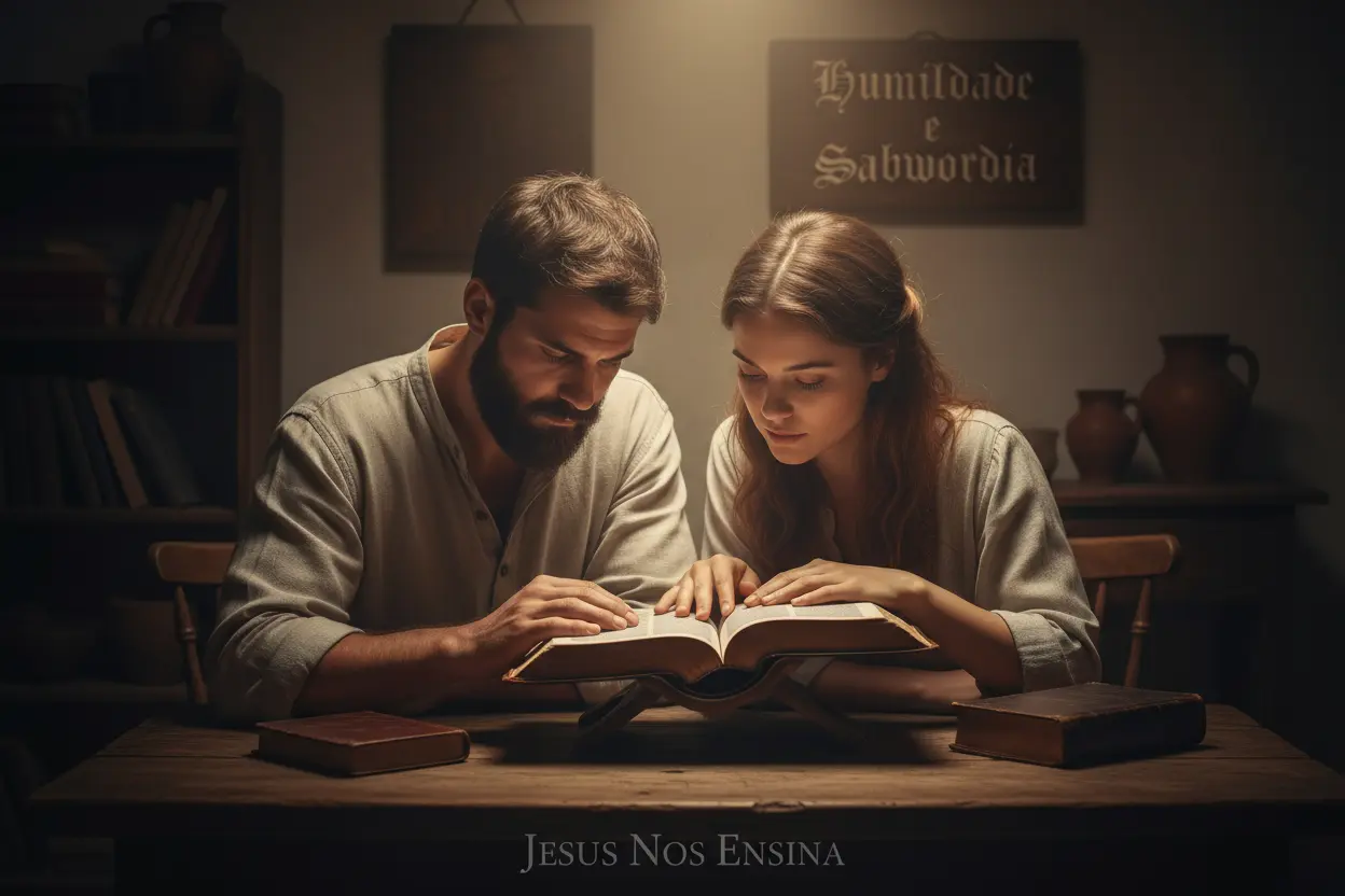 Estudo Bíblico Casamento Casal lendo a Bíblia, buscando sabedoria para a vida conjugal.