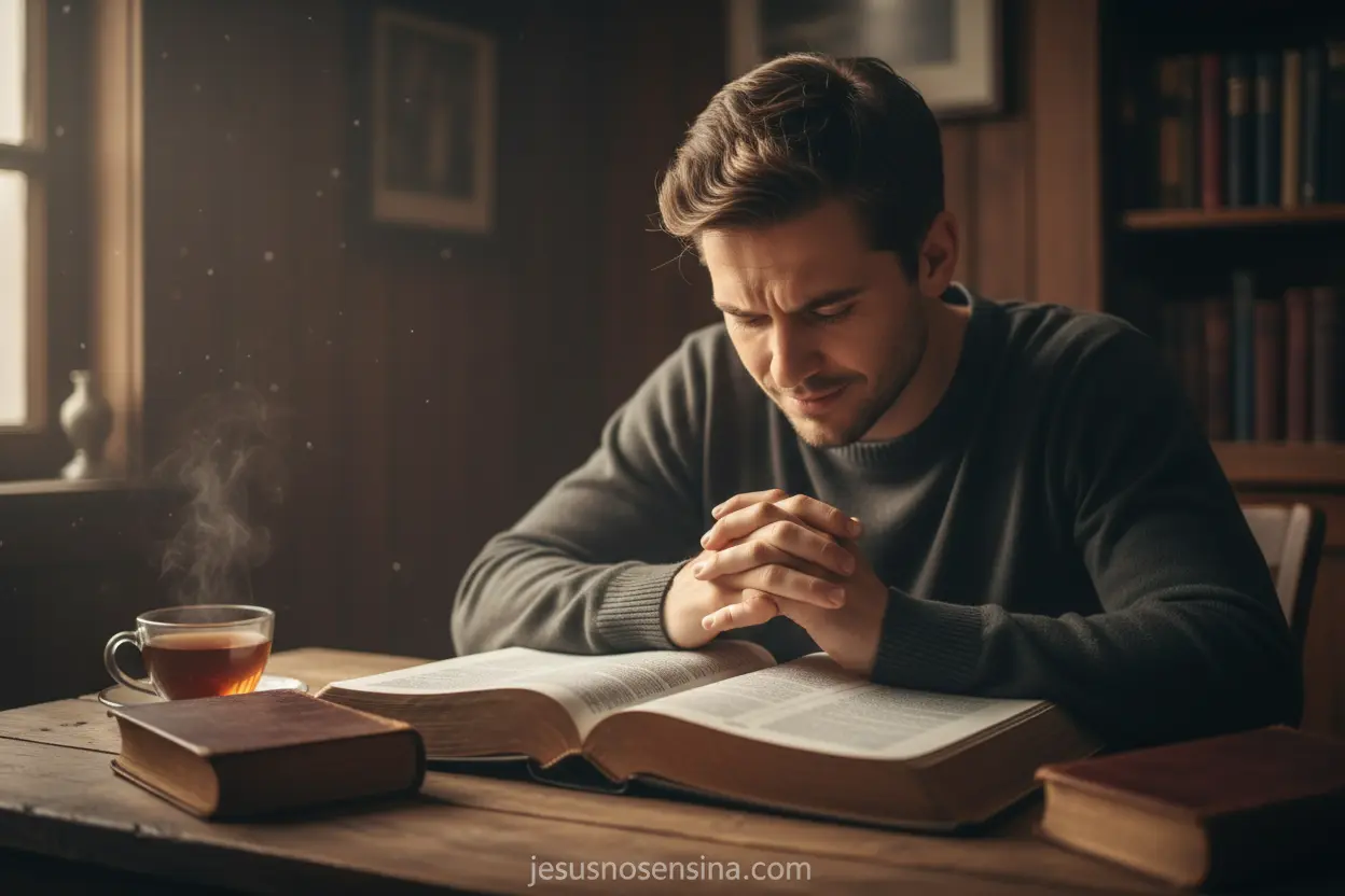 Fundamentos Bíblicos do Testemunho Pessoa lendo a Bíblia para entender o testemunho cristão.