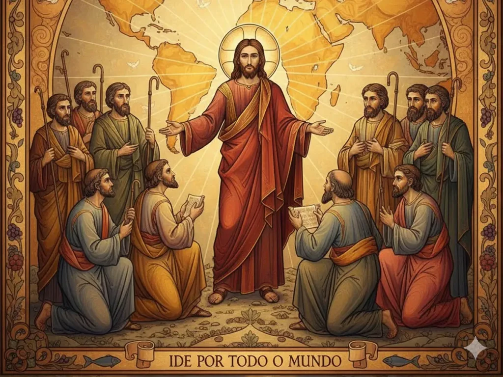Representação visual da Grande Comissão e do chamado para fazer discípulos