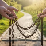 Embaixadores de Cristo! Sua Identidade e Missão Reveladas Mãos soltando correntes, simbolizando a liberdade de padrões antigos.