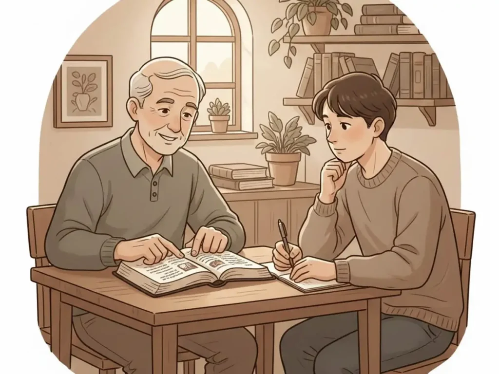 Estudo bíblico em discipulado mostrando ensino da Palavra