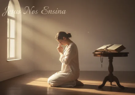 Como Discernir se um Sonho Vem de Deus? Sinais da Voz Divina Pessoa orando com Bíblia aberta, buscando discernimento