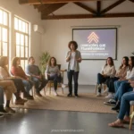 Entenda o Batismo nas Águas e Sua Importância Espiritual Pessoas ouvindo um testemunho cristão em um ambiente acolhedor.