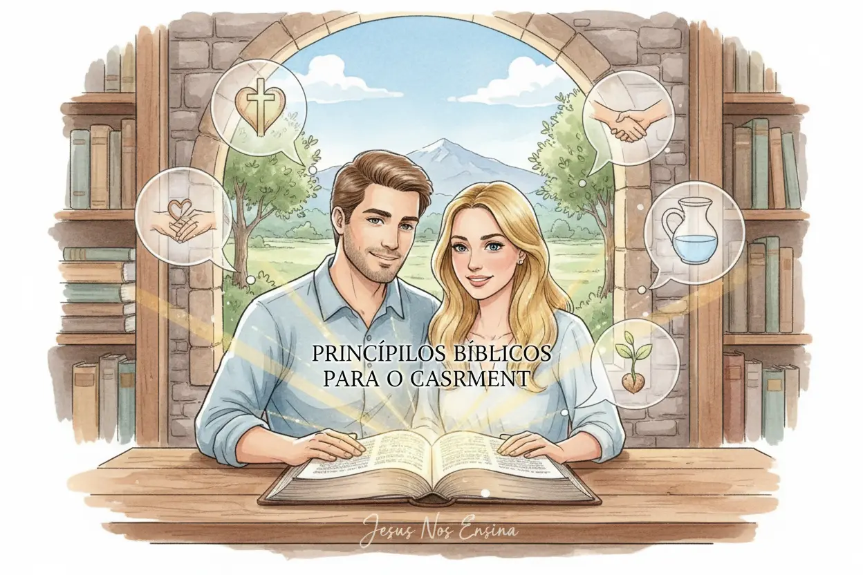 Princípios Bíblicos no Casamento Casal aplicando princípios bíblicos.