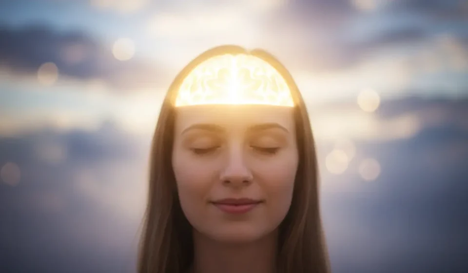 Pessoa com luz na cabeça, simbolizando renovação da mente