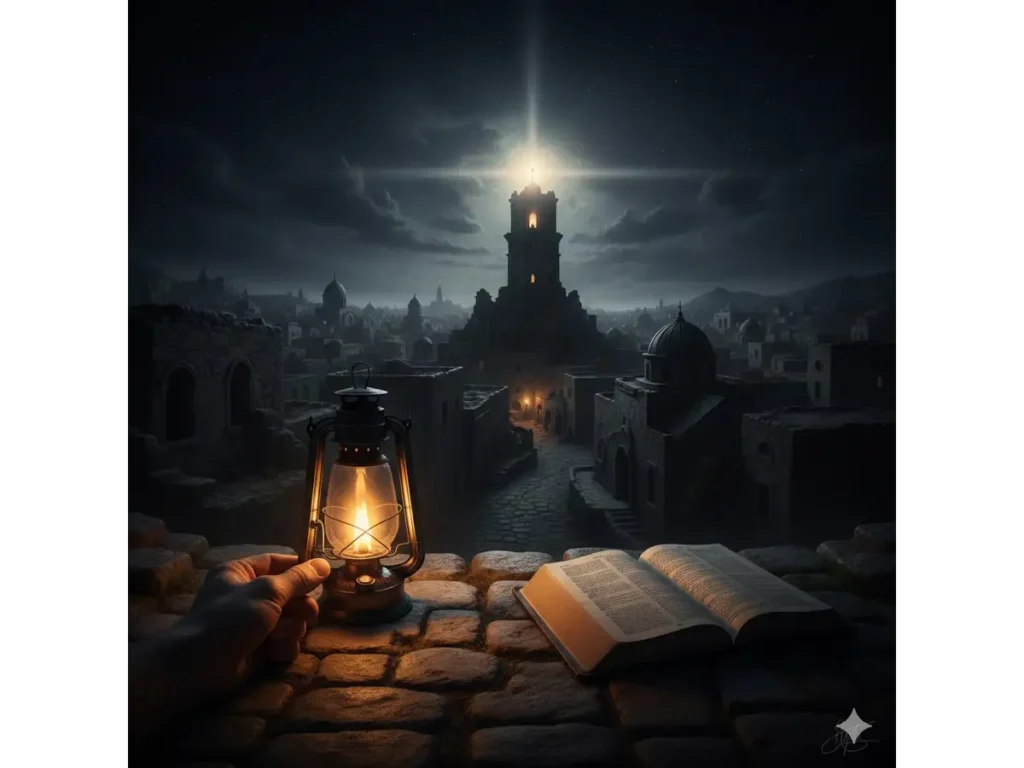 Luz brilhando em meio à escuridão representando discípulos