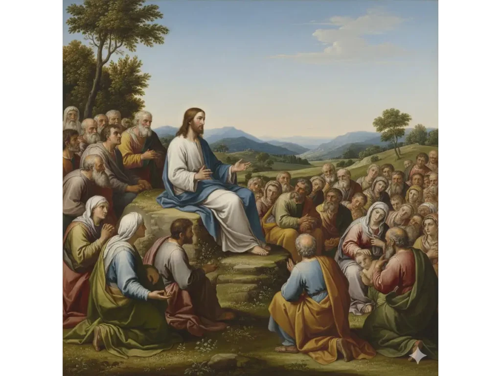 Jesus ensinando os discípulos no Sermão do Monte