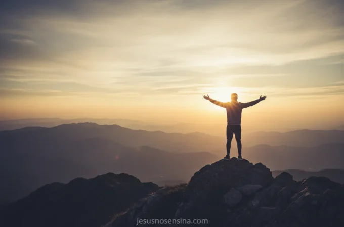 Insegurança Espiritual: Como superá-la e viver a fé com confiança Pessoa confiante em pico de montanha