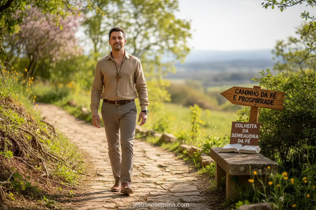 Vivendo o Testemunho Diariamente Pessoa vivendo seu testemunho cristão com propósito e paz.