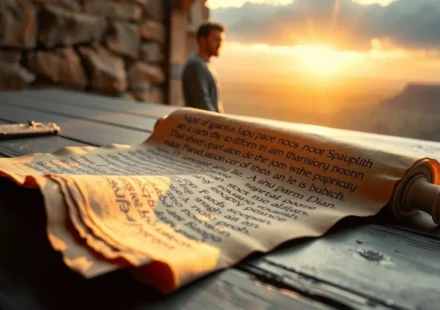 A Origem de Tudo: Por Que 1 Crônicas Começa com Adão? Antigo pergaminho com genealogias, luz divina e silhueta de Adão.