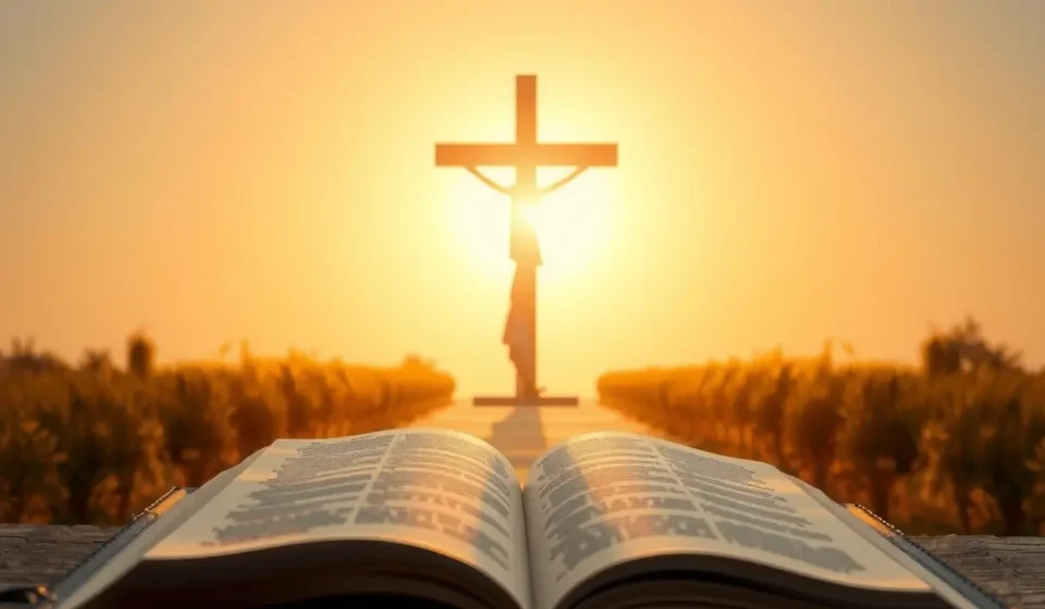 Luz divina e cruz simbolizando a glória de Cristo em Hebreus 1:3