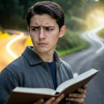 Jovem cristão em encruzilhada, simbolizando a decisão sobre a unção.