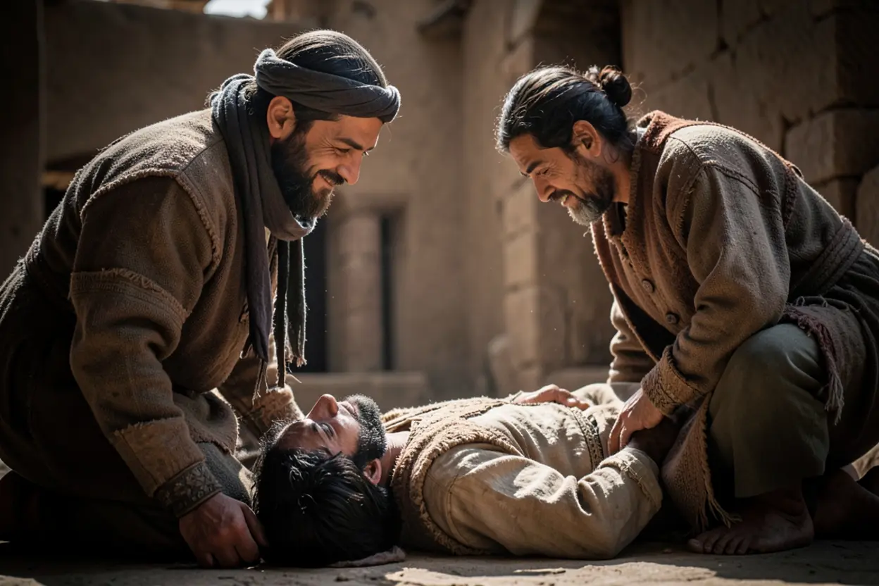 Cena bíblica ilustrando por que não devias olhar com prazer para o dia do teu irmão.