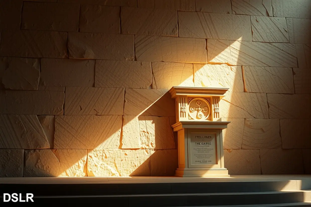 Altar Antigo e Fé Duradoura Altar de pedra iluminado pela luz divina