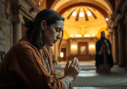 Mulher orando intensamente no tabernáculo de Siló