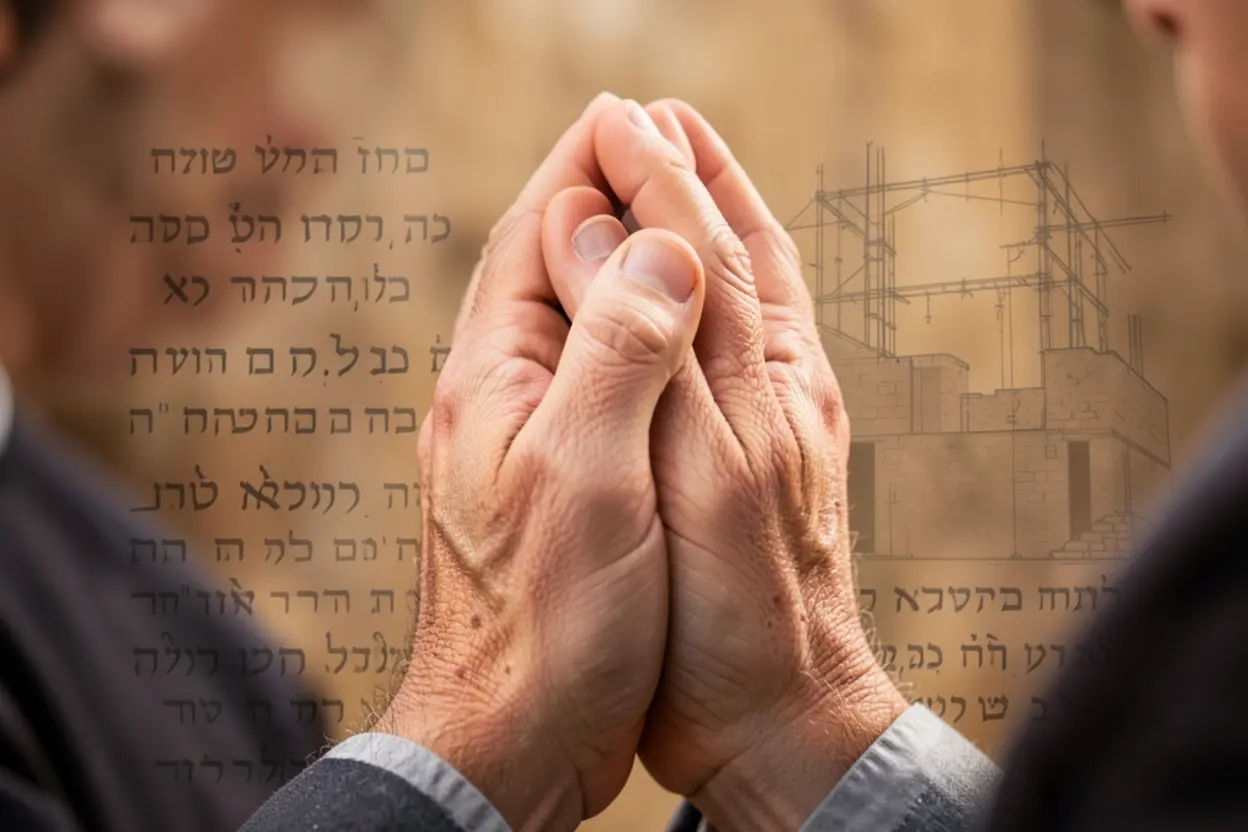 Mãos em oração, simbolizando a estrutura da confissão