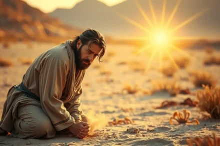 Anjo do Senhor em Juízes 2: A Mensagem Divina que Israel Ignorou Homem israelita arrependido diante da presença divina, Juízes 2.