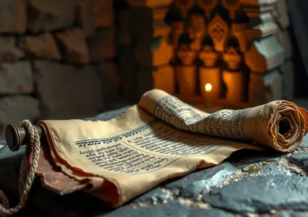 Pergaminho antigo com escrituras hebraicas