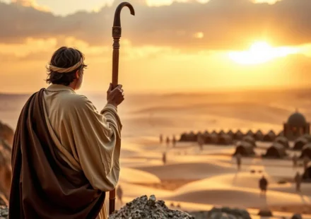 Arão e Moisés liderando o povo no deserto