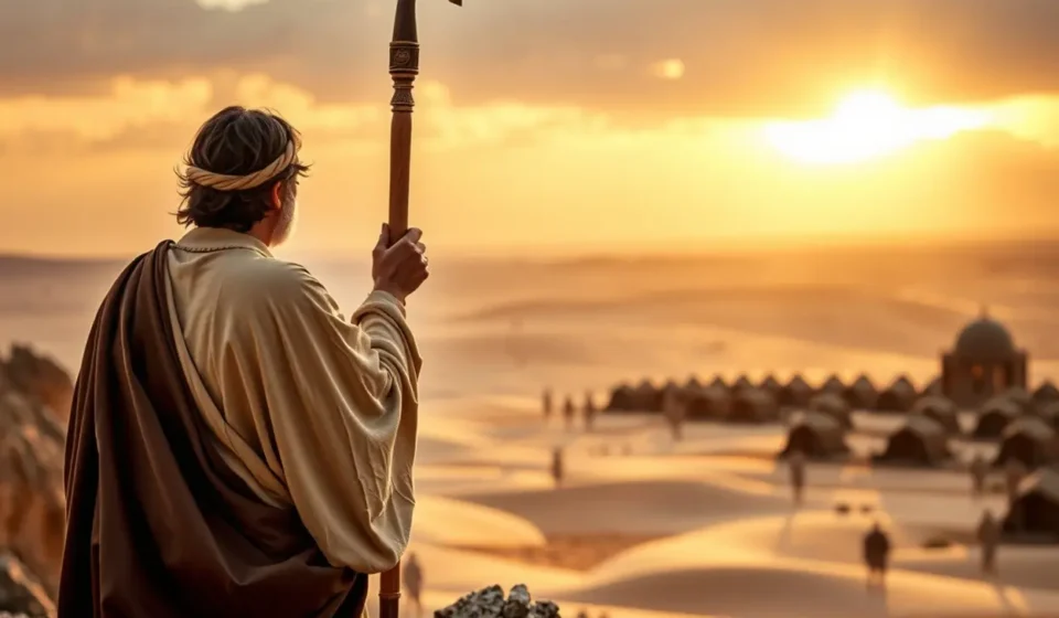 Arão e Moisés liderando o povo no deserto