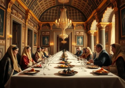 Banquete real persa com vinho e decreto