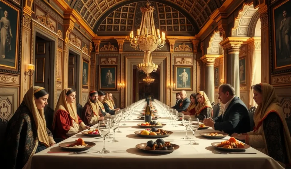 Banquete real persa com vinho e decreto