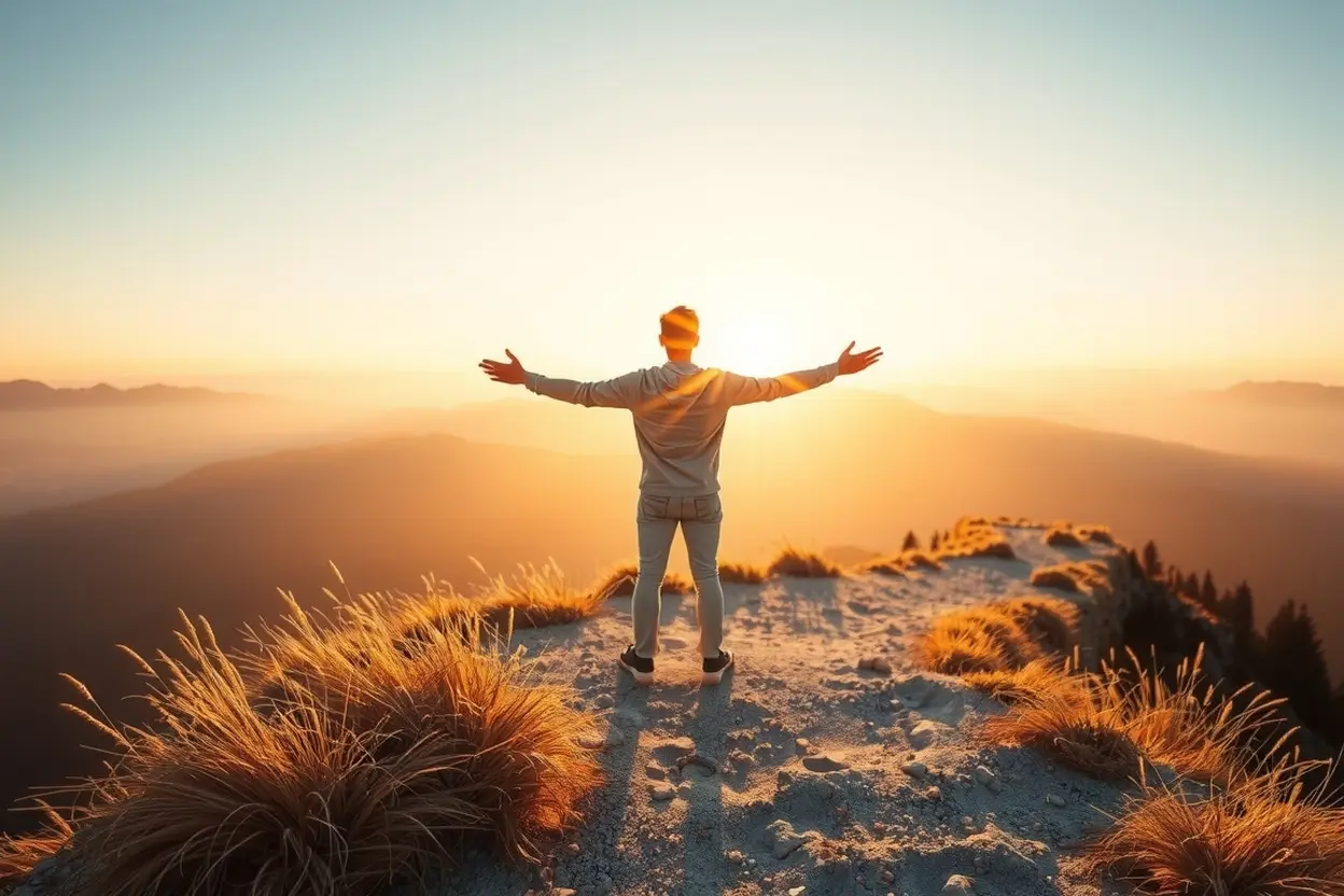 Homem no topo da montanha, simbolizando o caminho da plenitude em Oseias 4:6 significado.