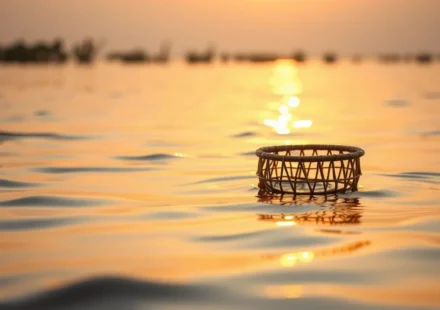O Profundo Significado Espiritual da Cesta no Nilo e a Soberania Divina Cesta de papiro flutuando no Nilo, representando a proteção divina.