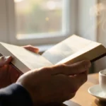 Mãos segurando a Bíblia em um momento devocional