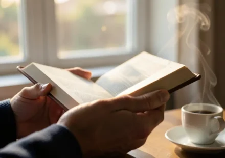 Relacionamento Pessoal com Deus na Prática: Viva uma Conexão Diária Mãos segurando a Bíblia em um momento devocional