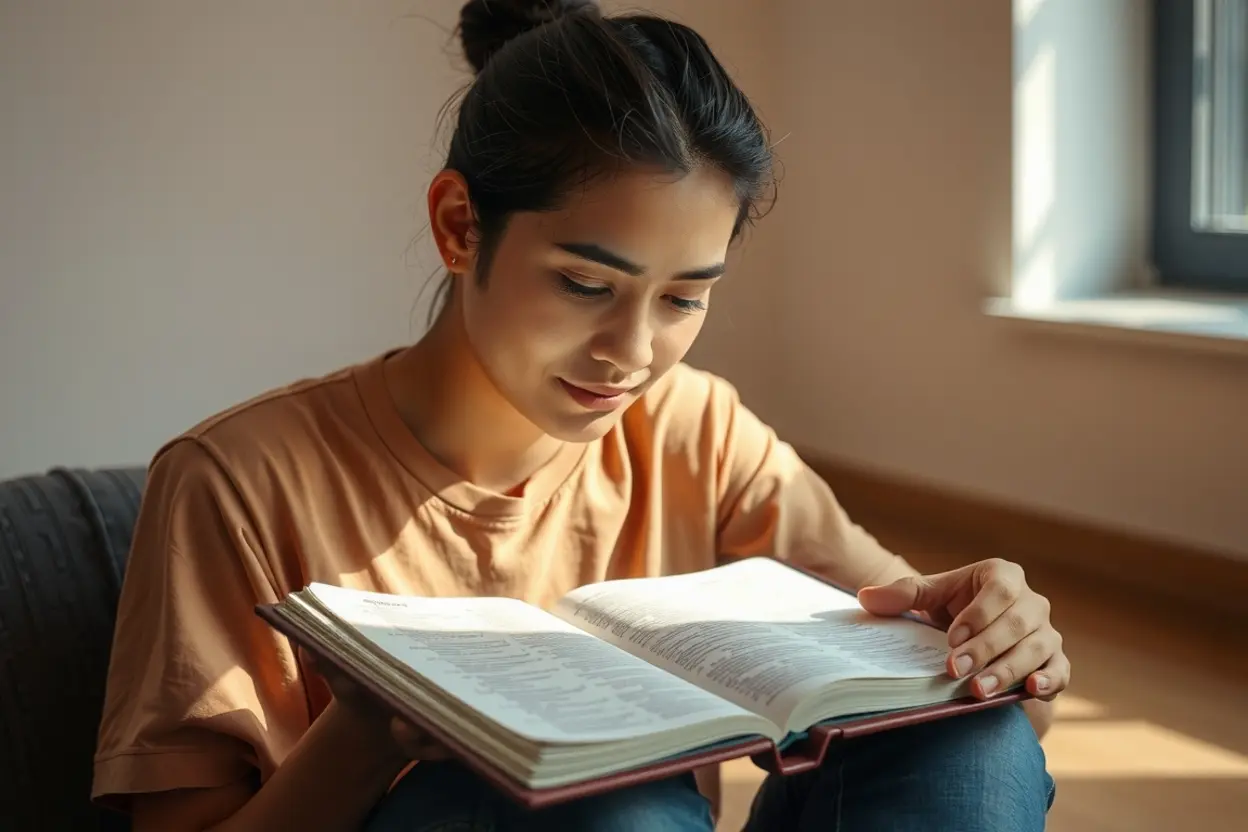 Pessoa meditando na Bíblia, recebendo conselho do Maravilhoso Conselheiro.