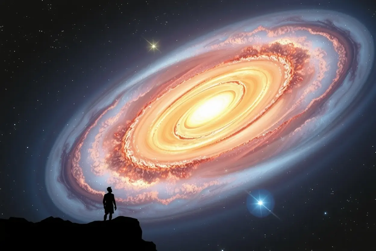 Galáxia e estrelas ilustrando a criação divina