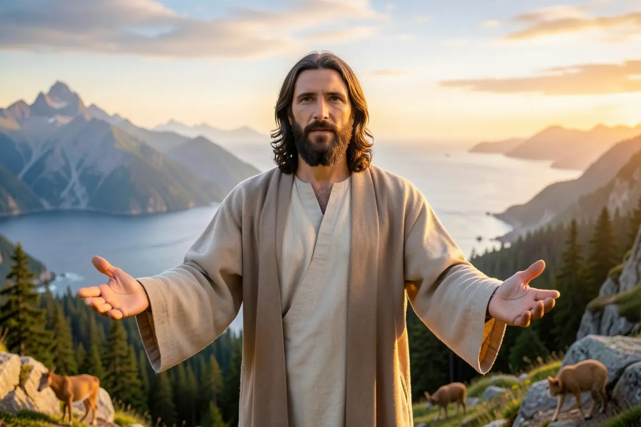 Jesus Cristo, o primogênito de toda a criação, em uma cena majestosa.