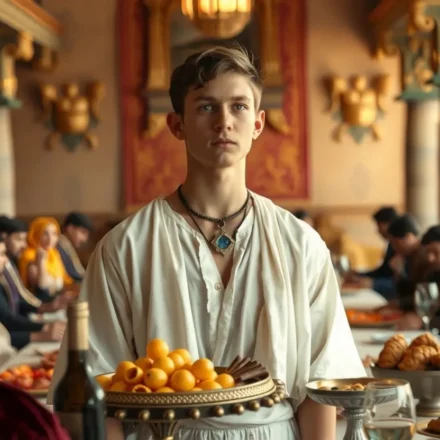 Significado de Daniel 1:8 – A Decisão de Fé que Transforma Sua Vida Jovem Daniel em Babilônia, recusando a comida do rei