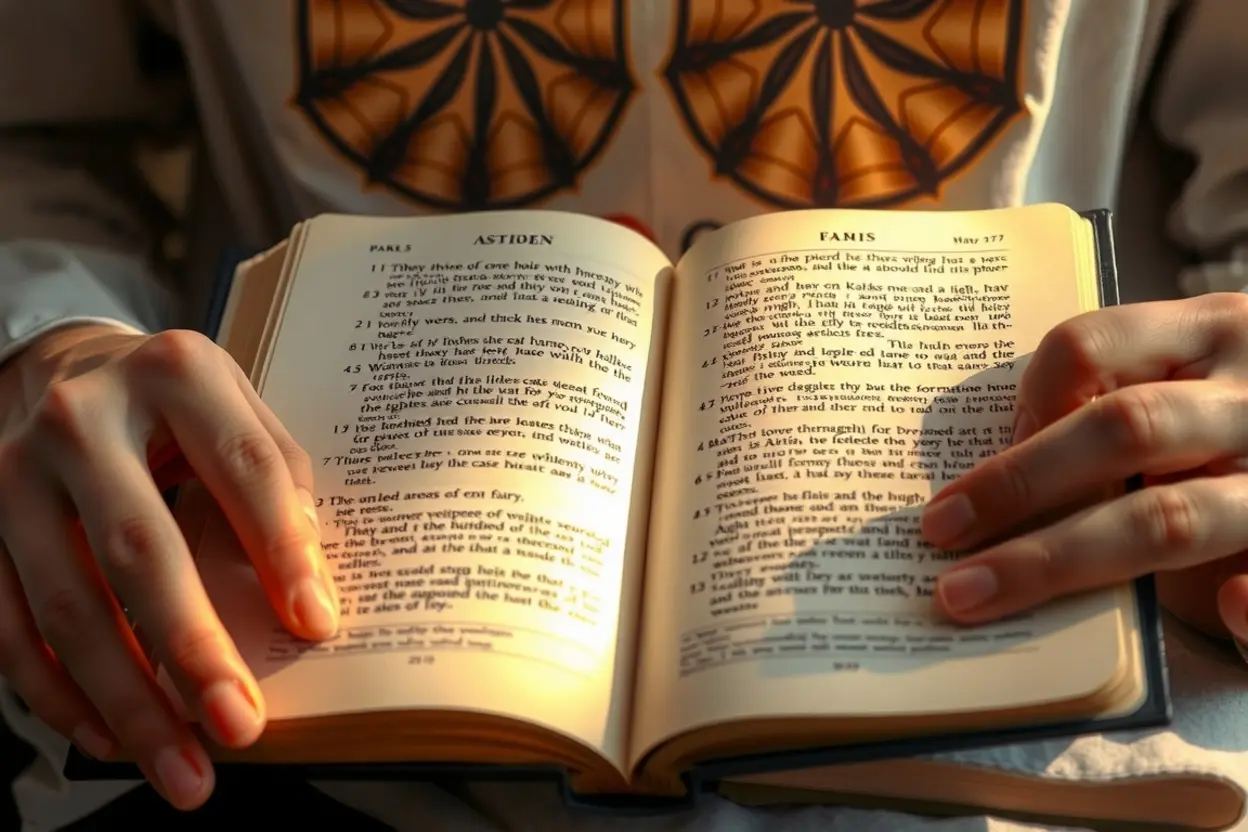 Mãos segurando uma Bíblia aberta, com luz sobre 2 Tessalonicenses 1:3, simbolizando a compreensão da fé que cresce.