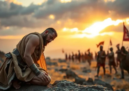 A Soberania Divina em Juízes 2:22: Entendendo a Prova de Israel Guerreiro israelita orando diante de desafios
