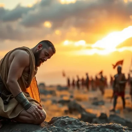 A Soberania Divina em Juízes 2:22: Entendendo a Prova de Israel Guerreiro israelita orando diante de desafios