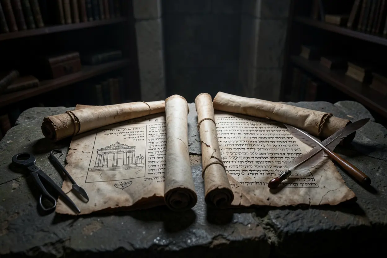 A diferença entre o primeiro e segundo retorno do exílio, simbolizada por dois pergaminhos distintos.