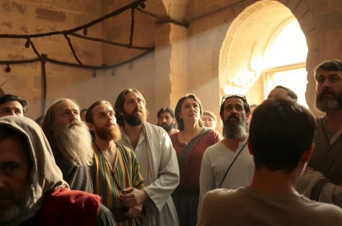 Discípulos aguardando a promessa do Pai