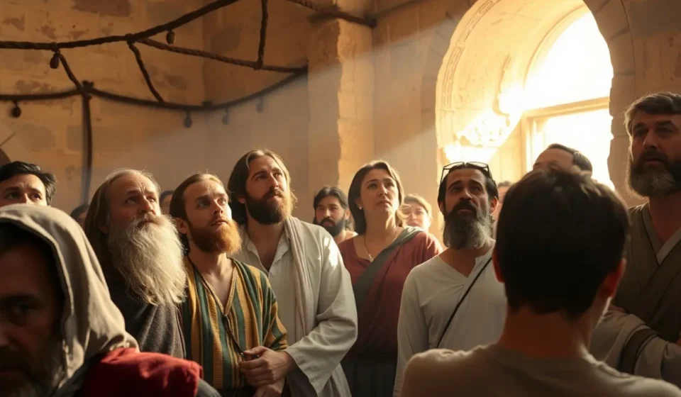 Discípulos aguardando a promessa do Pai